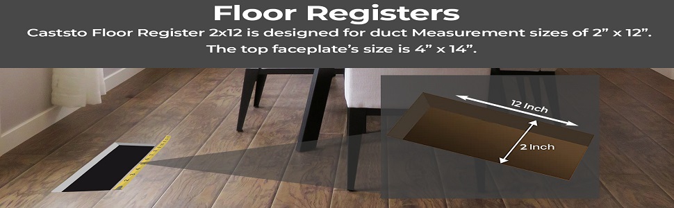 linear design 2x12 floor register cast aluminum 