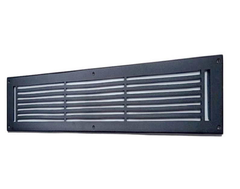 Cast Aluminum cold and hot air return vent grille 4x30 black side profile