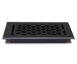 Cast aluminum vent cover/floor register in canada and usa black model wave, side look left
