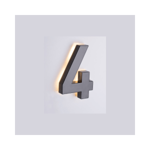 Modern backlit house number 4 for outdoor home