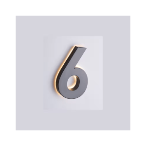 backlit led house number 6 for modern houses