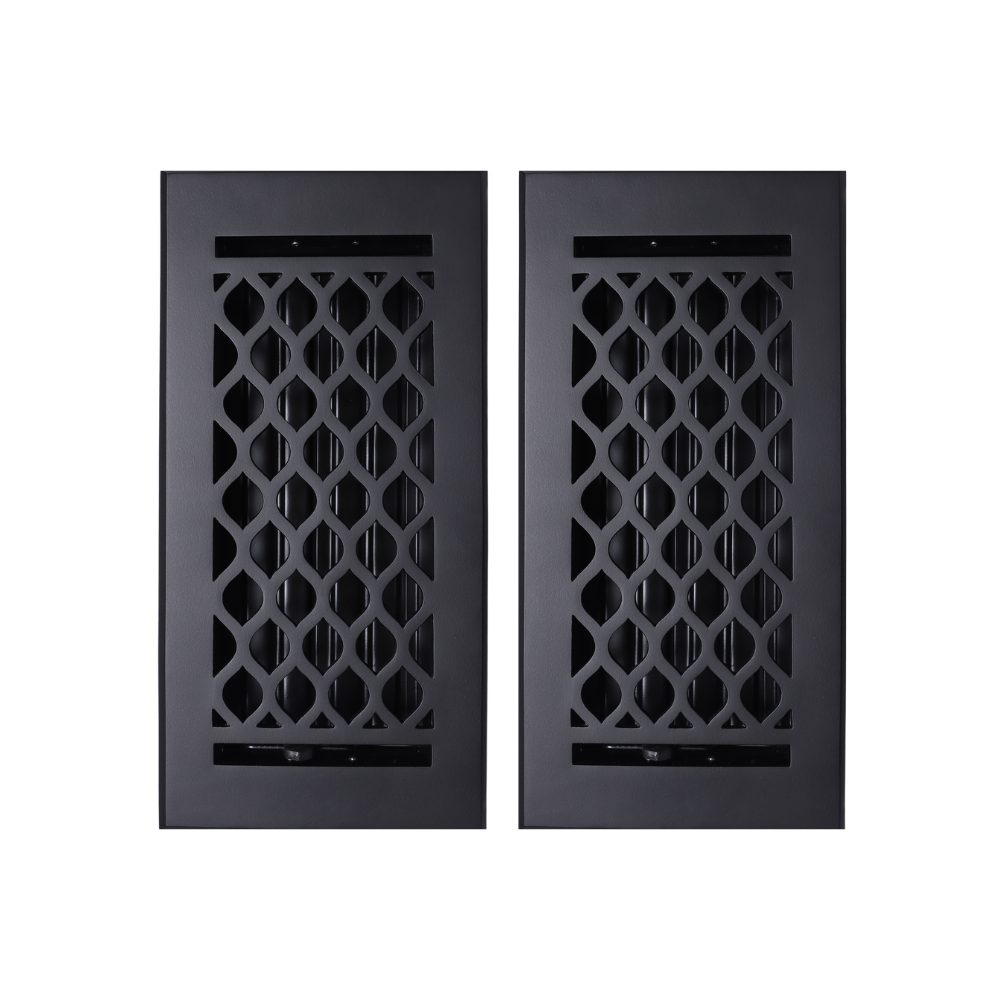4"x10" (Duct Opening) Cast Aluminum All Metal by Caststo, Color-Matte Black, Overall (6"x12") Heavy Duty vent Cover- Wave- 2 Pack, color Black