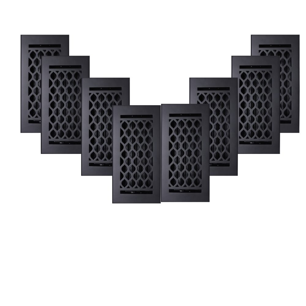 Cast Aluminum Floor Vent Cover 4"x10"- Pack of 8, Model- Wave Cast Aluminum Floor Vent Cover 4"x10"- Pack of 8, Model- Wave